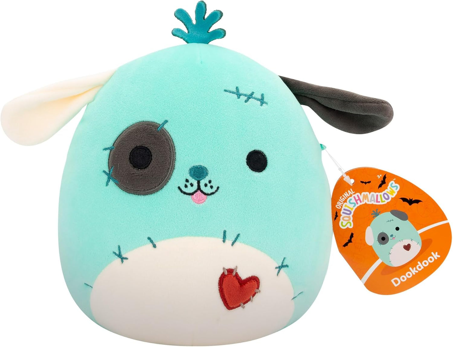 Squishmallows Original de 7,5 polegadas Halloween Dookdook, o cachorro Teal Patchwork