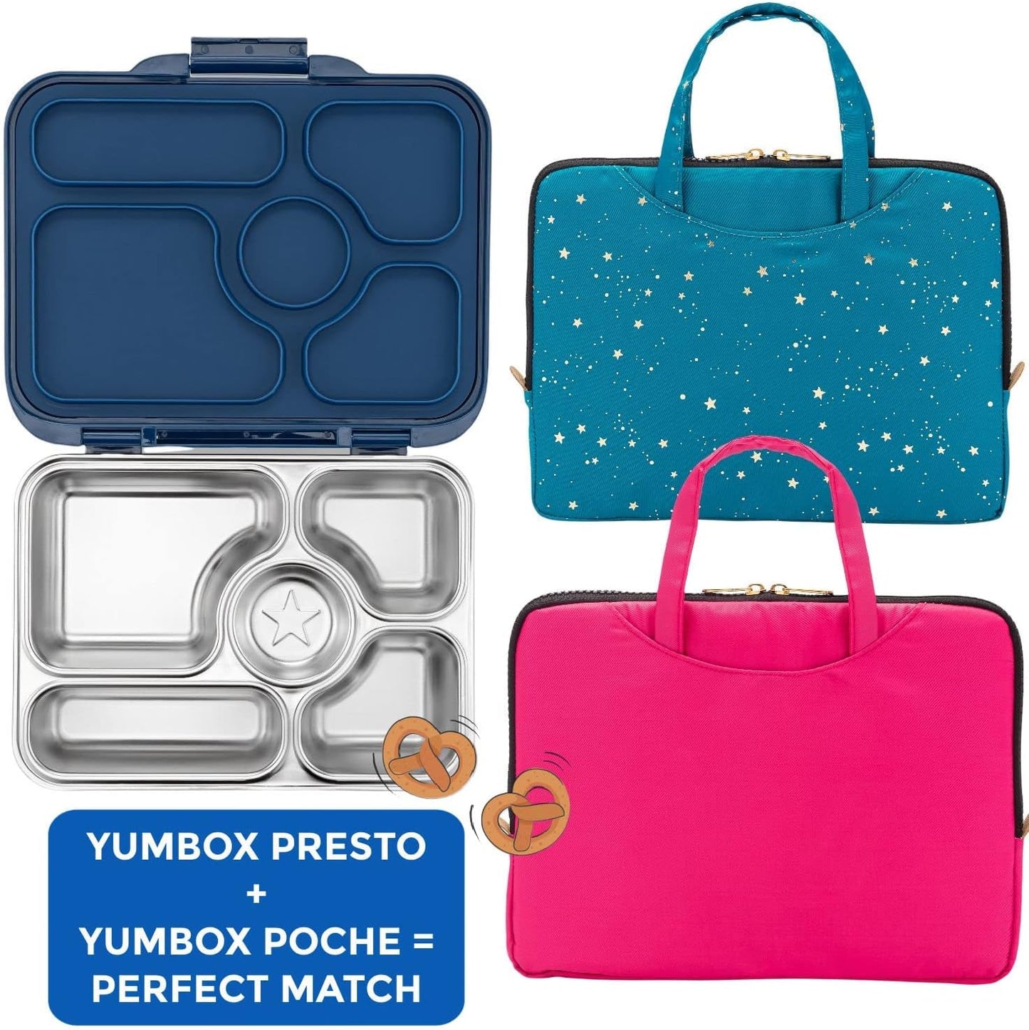 Yumbox Caixa Bento de aço inoxidável Presto (azul Santa Fé)