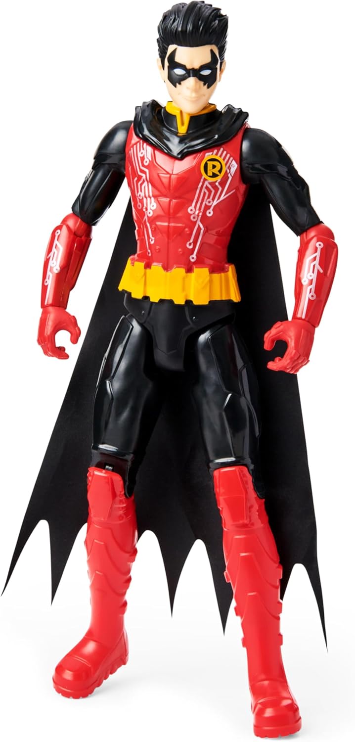 DC Comics Figura de ação Robin de 12 polegadas do Batman da (terno vermelho/preto), brinquedos infantis para meninos a partir de 3 anos