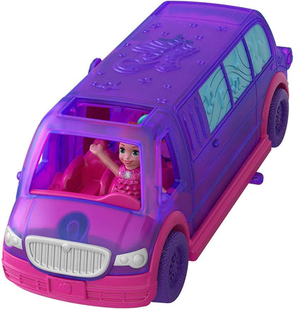 Polly Pocket Limusine de festa Pollyville com áreas de lazer, boneca Lila e muito mais