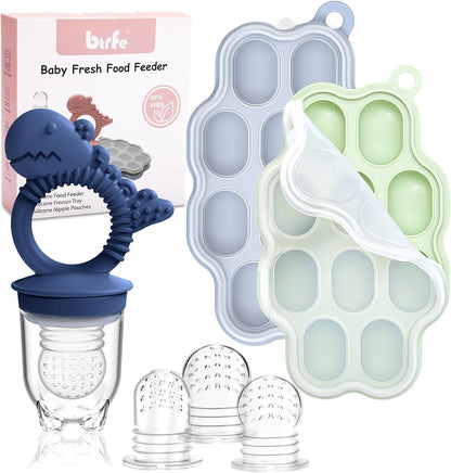 btrfe Molde de picolé de leite materno para bebê com chupeta alimentadora de frutas para bebês - btrfs Bandeja de silicone para congelar mordidinhas para bebês, recipientes de armazenamento de alimentos para dentição de crianças pequenas e alimentação