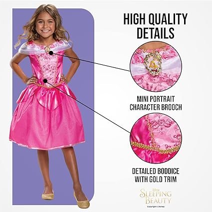 DISGUISE Disney oficial de luxo princesa Aurora fantasia infantil, bela adormecida vestida para meninas