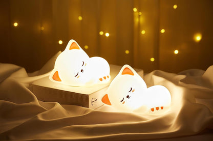 Groov-e Cuties - Sophie Kitten - Luz noturna LED que muda de cor com temporizador de 30/60 minutos - 7 cores - Toque para usar - Bateria recarregável de 12 horas ou alimentada por USB - para bebês, crianças pequenas e crianças