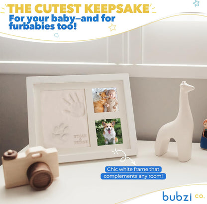 Bubzi Co Kit de creación de huellas y huellas de manos, fotos enmarcadas para recién nacidos, niños y niñas, regalos para bebés, regalo personalizado para hitos del bebé, marcos de fotos con memoria para decoración