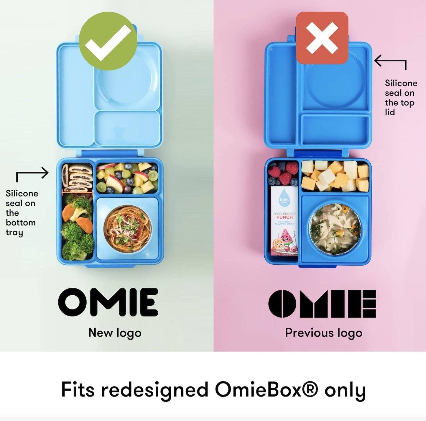 Omie Caixa (2 pacotes) Recipientes de mergulho à prova de vazamentos para viagem, Recipiente de molho para salada, Recipientes de condimentos com tampas - Silicone seguro para alimentos - 4 onças (azul/limão)