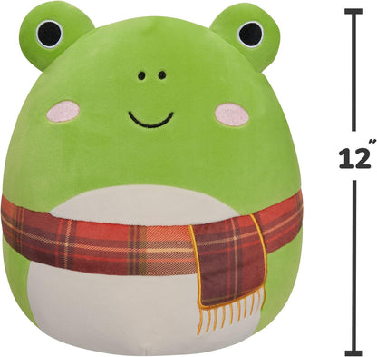 Squishmallows SQCR04581 Wendy - Rana Verde con Bufanda a Cuadros 12"