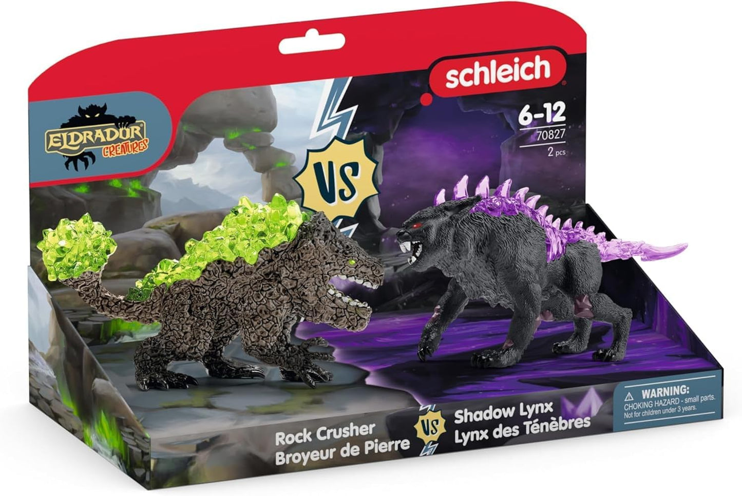 Schleich 70827 Shadow Lynx vs. Rock Crusher, a partir de 7 anos ELDRADOR CREATURES - Estatueta, 31 x 16 x 18 cm