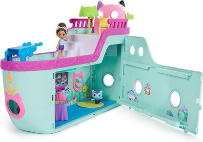 Gabby’s Dollhouse, Gabby Cat Friend Ship, brinquedo de navio de cruzeiro com 2 figuras de brinquedo, brinquedos surpresa e acessórios para casa de bonecas, brinquedos infantis para meninas e meninos 3+