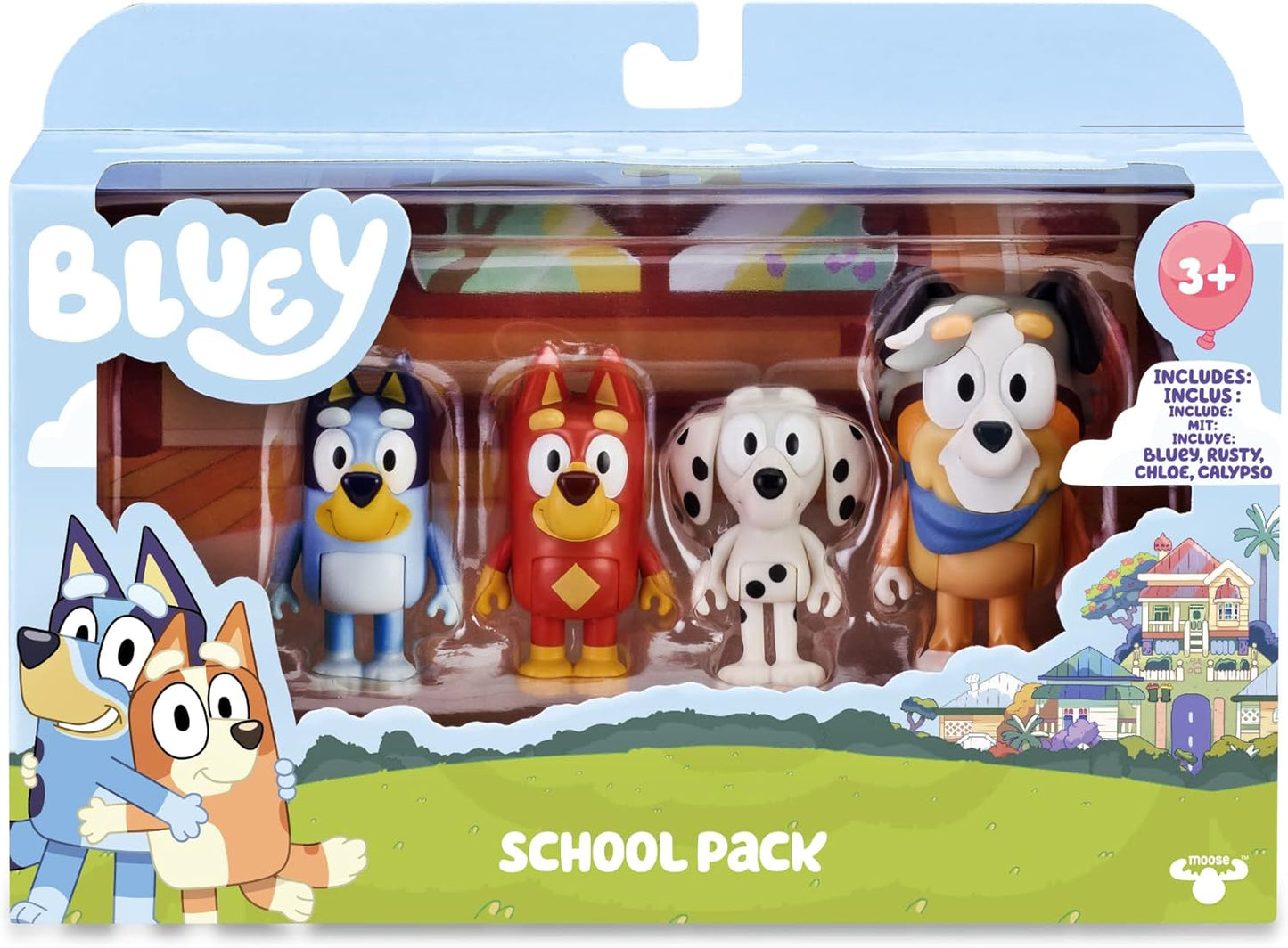 Bluey School Pack 4 figuras, multicoloridas, tamanho único (famoso BLY09300)