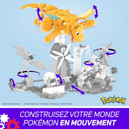 MEGA Brinquedos de construção de bonecos de ação Pokémon para crianças, Dragonite com 387 peças e movimento de bater asas, ideia de presente para maiores de 9 anos, HKT25