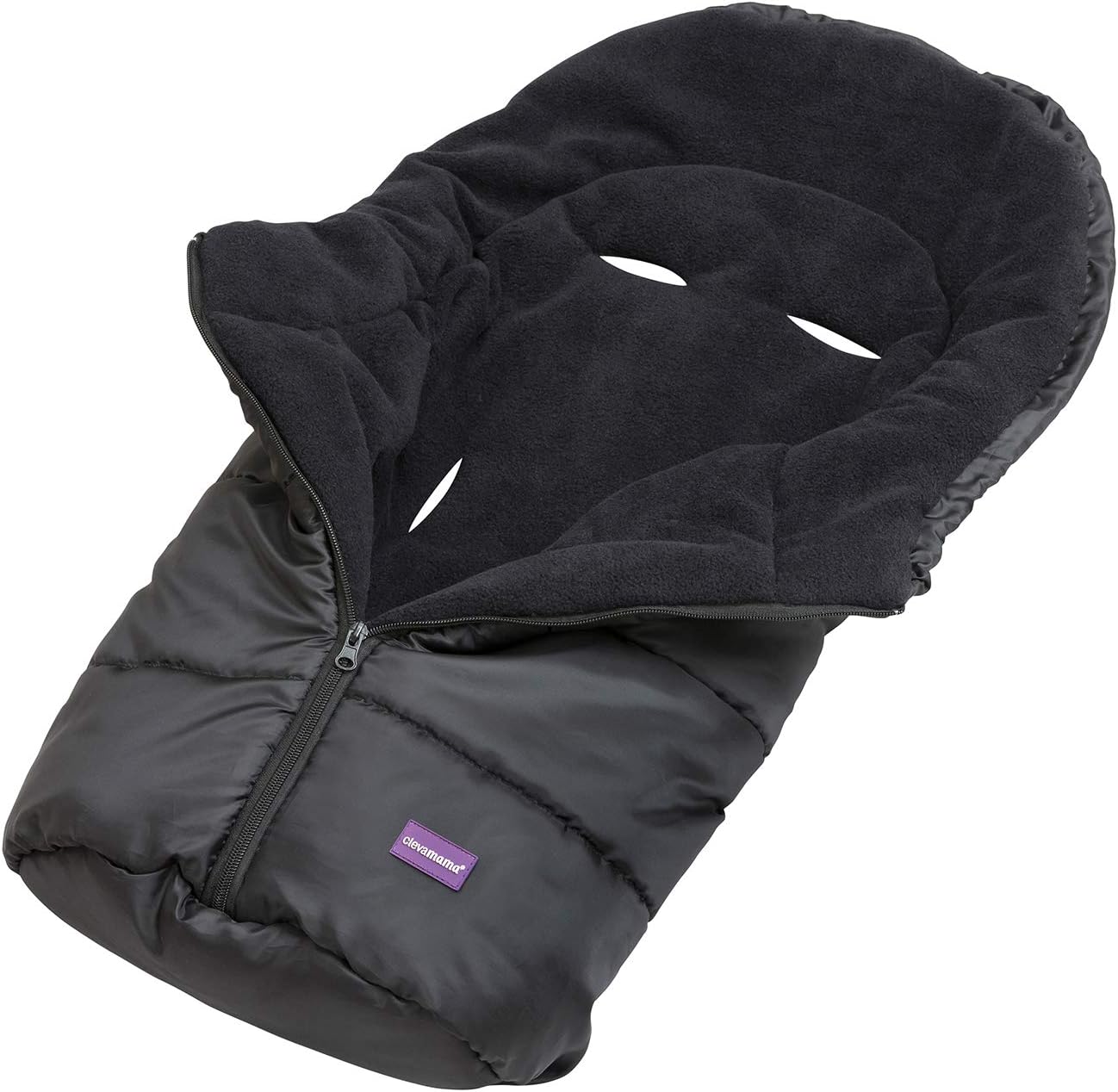 Clevamama Saco de Dormir Universal para Cochecito, Cochecito, Cochecito y Cochecito, Forro Polar Térmico e Impermeable, Extra Largo para Bebés y Niños Pequeños - Gris, 96x98 cm