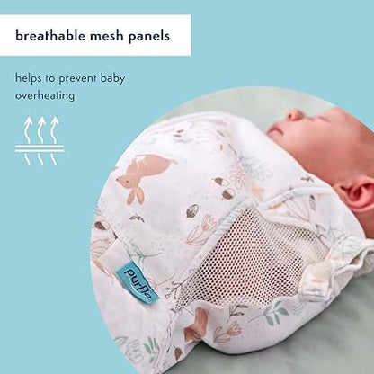 PurFlo Swaddle para saco de dormir | Saco de dormir transpirable para recién nacido que crece con su bebé | Envolver los brazos hacia adentro o hacia afuera | Cadera sana | 0-4 meses | Saco de dormir de 2,5 tog para todas las estaciones.