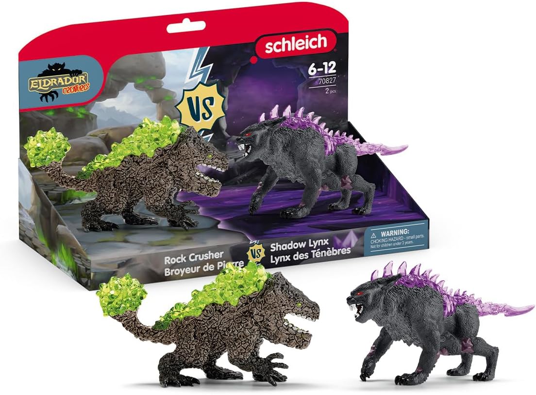 Schleich 70827 Shadow Lynx vs. Rock Crusher, a partir de 7 anos ELDRADOR CREATURES - Estatueta, 31 x 16 x 18 cm