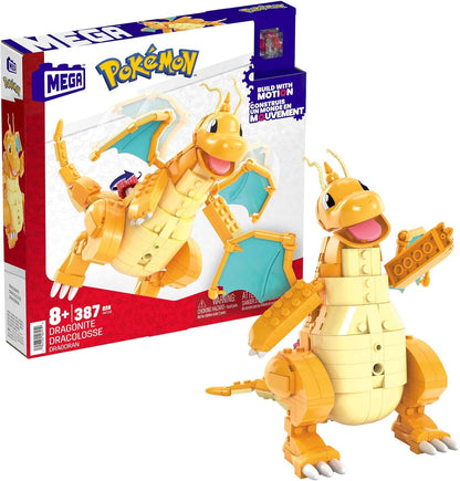 MEGA Brinquedos de construção de bonecos de ação Pokémon para crianças, Dragonite com 387 peças e movimento de bater asas, ideia de presente para maiores de 9 anos, HKT25