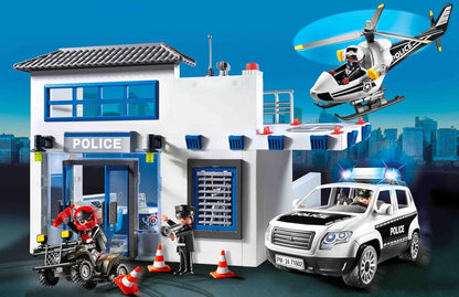 Playmobil 71602 Action Heroes: Delegacia de Polícia, grande centro de comando com helicóptero da polícia e muitos detalhes emocionantes, conjuntos de jogos cheios de ação adequados para crianças a partir de 4 anos