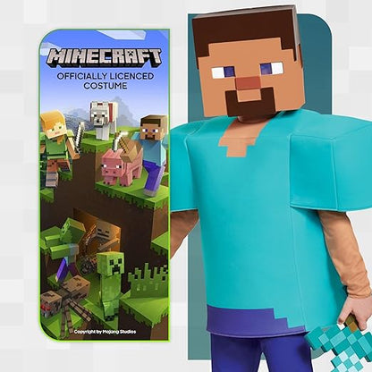 Disguise  Fantasia oficial de luxo de Steve Minecraft para crianças, fantasias de Halloween para crianças, roupa extravagante disponível nos tamanhos S, M e L