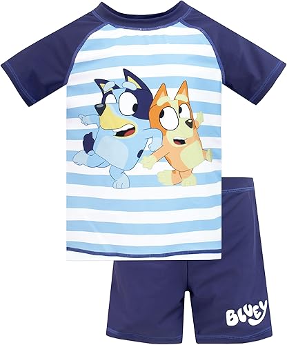 Bluey  Traje de banho para meninos em traje de banho infantil conjunto de 2 peças para natação na praia e piscina