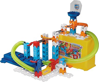 VTech Marble Rush Juego de construcción y caja de almacenamiento, juego de construcción para niños, 5 canicas y 62 piezas de construcción, pista de canicas con lanzador, juguete de construcción, juego de pistas para mayores de 4, 5 y 6 años