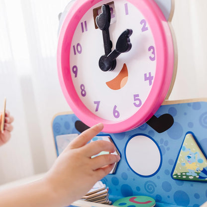 ¡Las pistas de Melissa y Doug Blue y tú! Reloj magnético Tickety Tock de madera