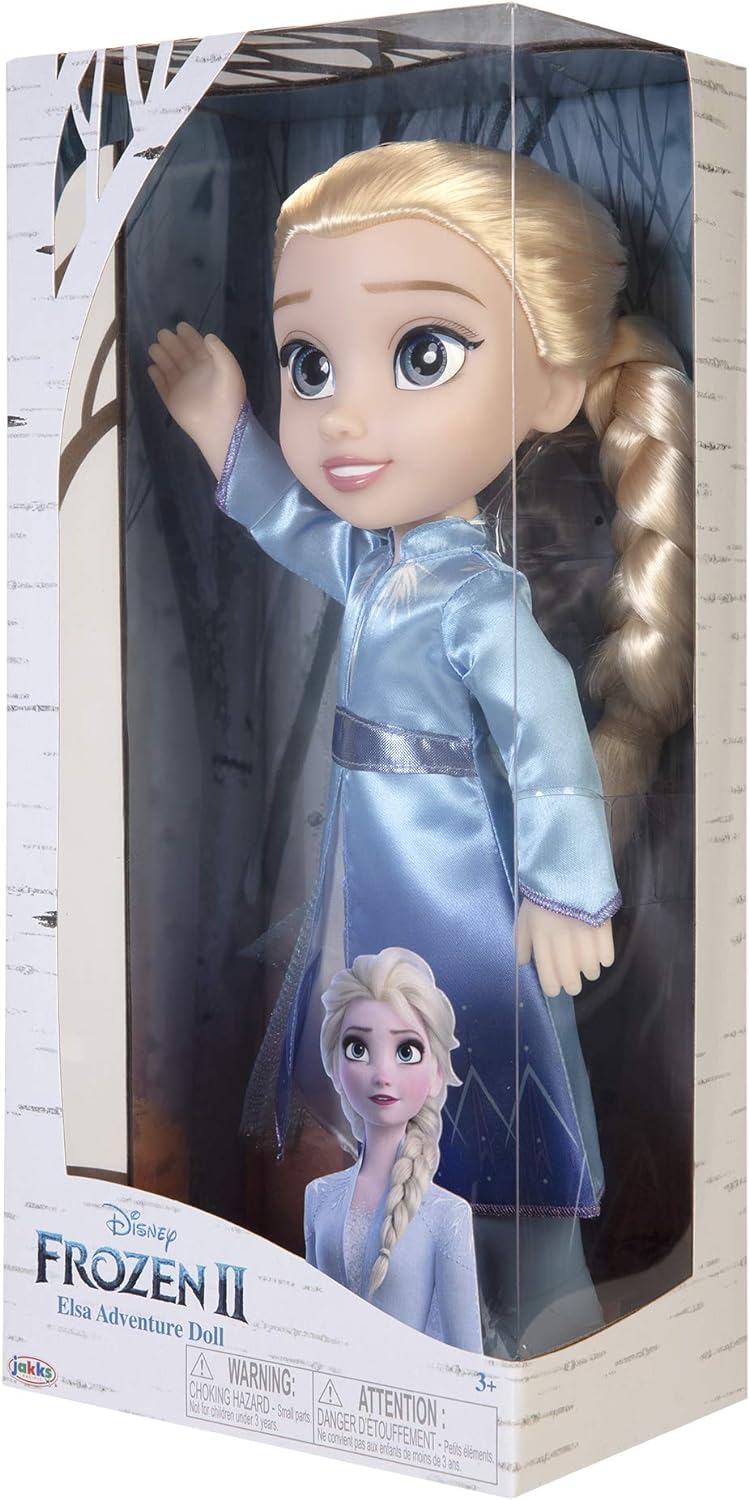 Frozen  Boneca de viagem Disney 2 Elsa, boneca de 14 ”/ 35 cm de altura, inclui vestido de moda icônico inspirado em filmes, botas e cabelo longo trançado para brincadeiras adicionais, para meninas a partir de 3 anos