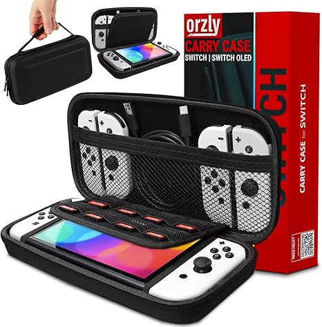 Orzly Estojo de transporte para Nintendo Switch OLED e Switch Console Estojo protetor rígido portátil de viagem Bolsa para console Nintendo Switch e acessórios