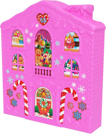 Polly Pocket Calendário do Advento das Bonecas, Playset Gingerbread House com 25 presentes surpresa!