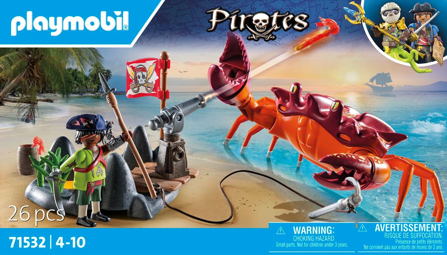 Playmobil 71532 Piratas: Lute com o Caranguejo Gigante, mundo pirata de fantasia, encenação divertida e imaginativa, conjuntos de jogos adequados para crianças a partir de 4 anos