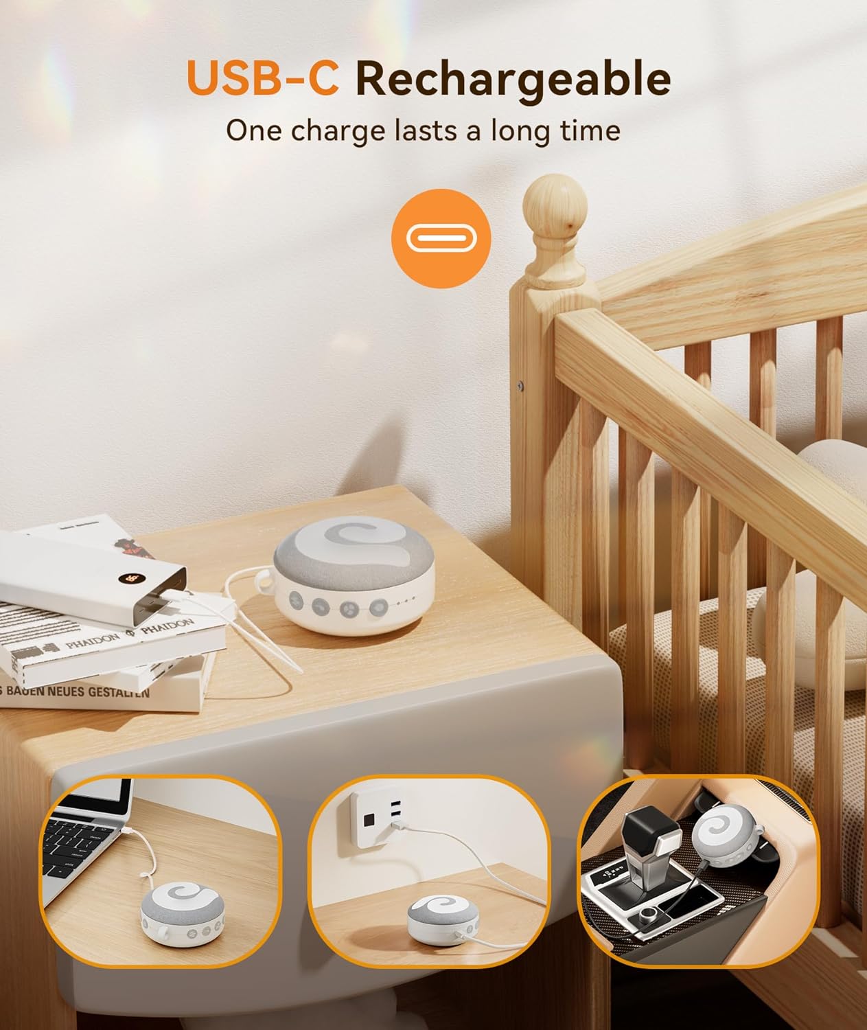 Dreamegg  Máquina de ruído branco, máquina de som portátil D11 com luz noturna para bebês, crianças e adultos, terapia de 11 sons calmantes para viagens de berçário para dormir, presente de bebê recarregável contínuo ou temporizador por USB