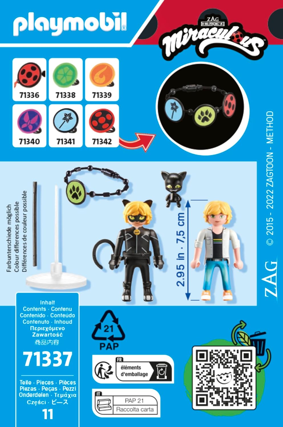 Playmobil 71337 Miraculous: Adrien & Cat Noir, incluindo Kwami Plagg e diversos acessórios, aventura com Ladybug, dramatização divertida e imaginativa, conjuntos de jogos detalhados adequados para crianças de 4 anos ou mais