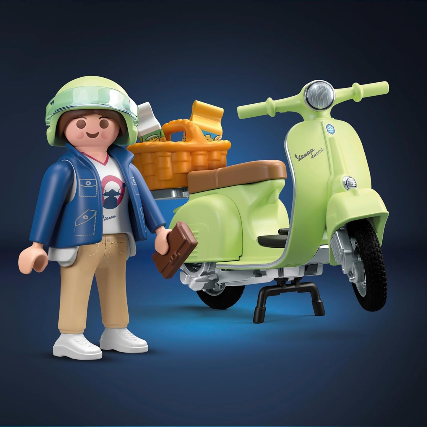 Playmobil Carros 71621: Vespa 150 Sprint Veloce 1969, verde claro, modelo fiel para colecionadores e fãs, inclui acessórios versáteis e diversas opções de selim