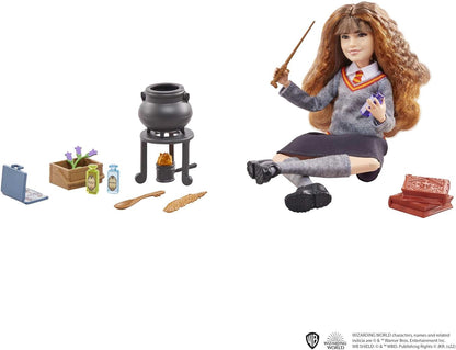 Harry Potter Boneca e conjunto de poções polissuco de Hermione, com boneca Hermione Granger em uniforme e acessórios de Hogwarts, brinquedo para crianças de 6 anos ou mais