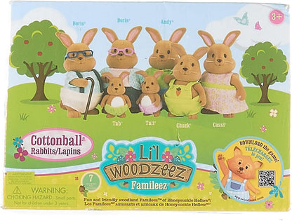 Li'l Woodzeez WZ6711Z Battat Li’l Woodzeez – Família de coelhos Cottonball com avós – Conjunto de 7 peças com estatuetas em miniatura – Brinquedos e acessórios de animais para crianças a partir de 3 anos