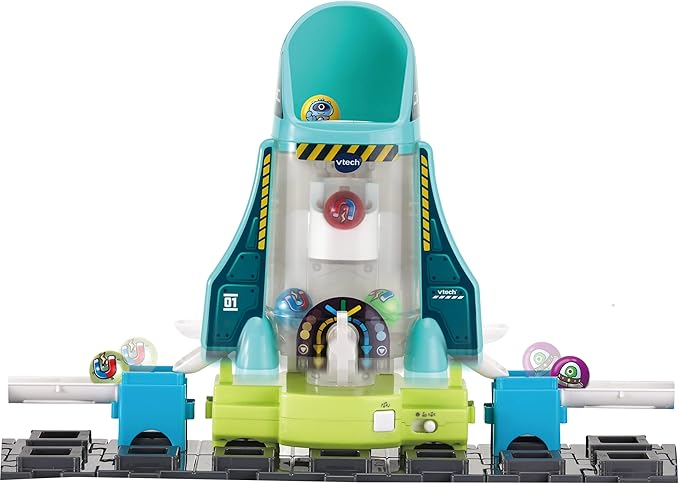 VTech Marble Rush Magentic Dino Adventure, Set de Construcción para Niños, 10 Canicas y 100 Piezas de Construcción, Juguete de Construcción, Dinosaur Marble Rush con Efectos de Luz y Sonido para 4, 5, 6 años + Versión en Inglés