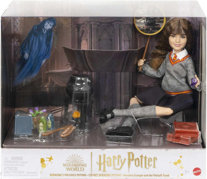 Harry Potter Boneca e conjunto de poções polissuco de Hermione, com boneca Hermione Granger em uniforme e acessórios de Hogwarts, brinquedo para crianças de 6 anos ou mais