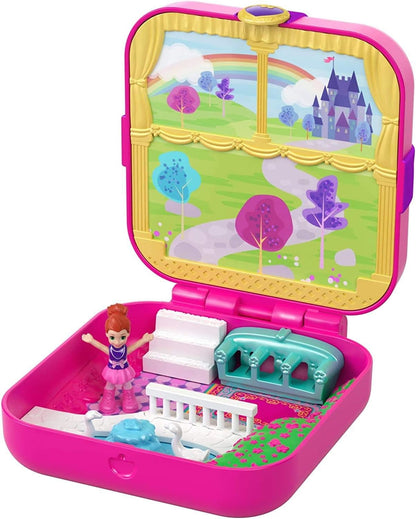 Polly Pocket Hidden Hideouts Lil' Princess Pad com três revelações, três acessórios, uma boneca Micro Lila e folha de adesivos