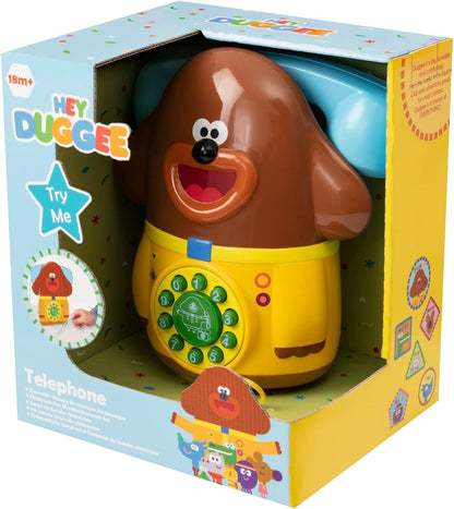 Hey Duggee Telefone interativo | Telefone de brinquedo infantil com rodas | Ei, Duggee e esquilos, brincam de telefone | Criança brincam de telefone | Brinquedos interativos para crianças | Telefone de brinquedo estilo tradicional | Crianças maiores