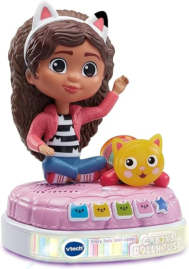 VTech Gabby's Dollhouse Story Tails With Gabby, Juguete Oficial de la Casa de Muñecas Gabby con 4 Historias, Música y Sonidos, Luz Nocturna y Temporizador, Regalo para Niños de 3, 4, 5 Años Plus, Versión en Inglés