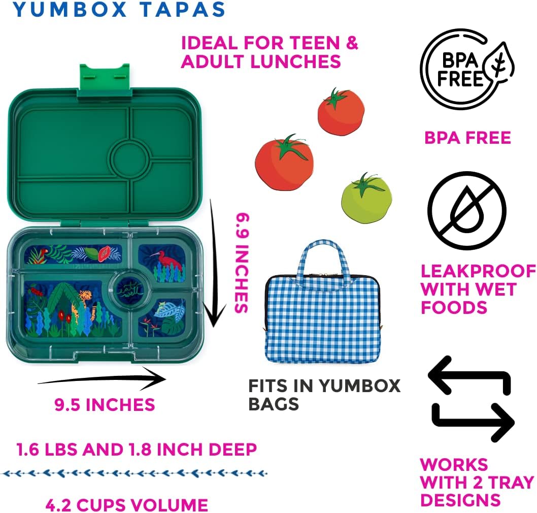 Yumbox TAPAS Tamanho Maior - Lancheira Bento à prova de vazamentos com 5 compartimentos para pré-adolescentes, adolescentes e adultos (Greenwich Green)…