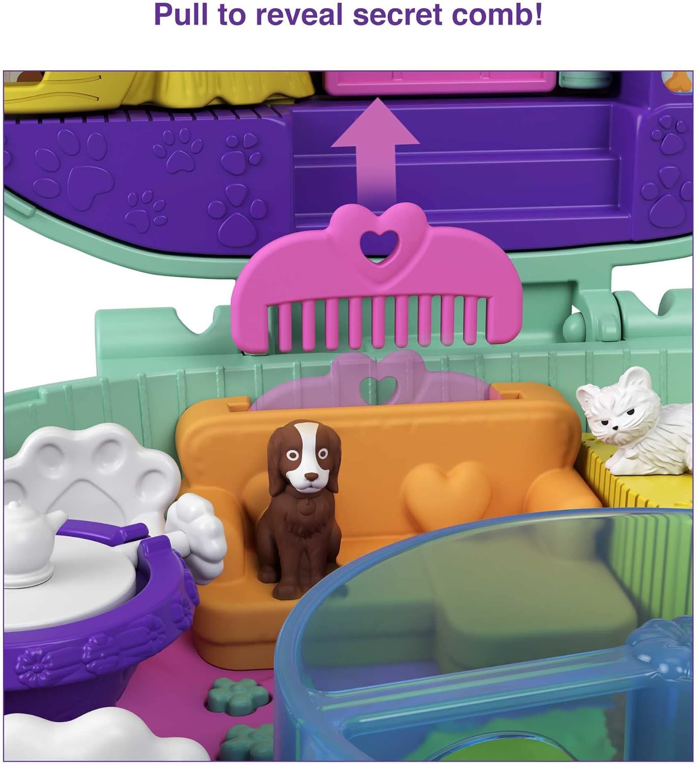 Polly Pocket Hedgehog Cafe Compact, tema café e animal de estimação, boneca Micro Polly e boneca amiga, 2 figuras de animais, recursos divertidos e revelações surpresa, ótimo presente para maiores de 4 anos, GTN15