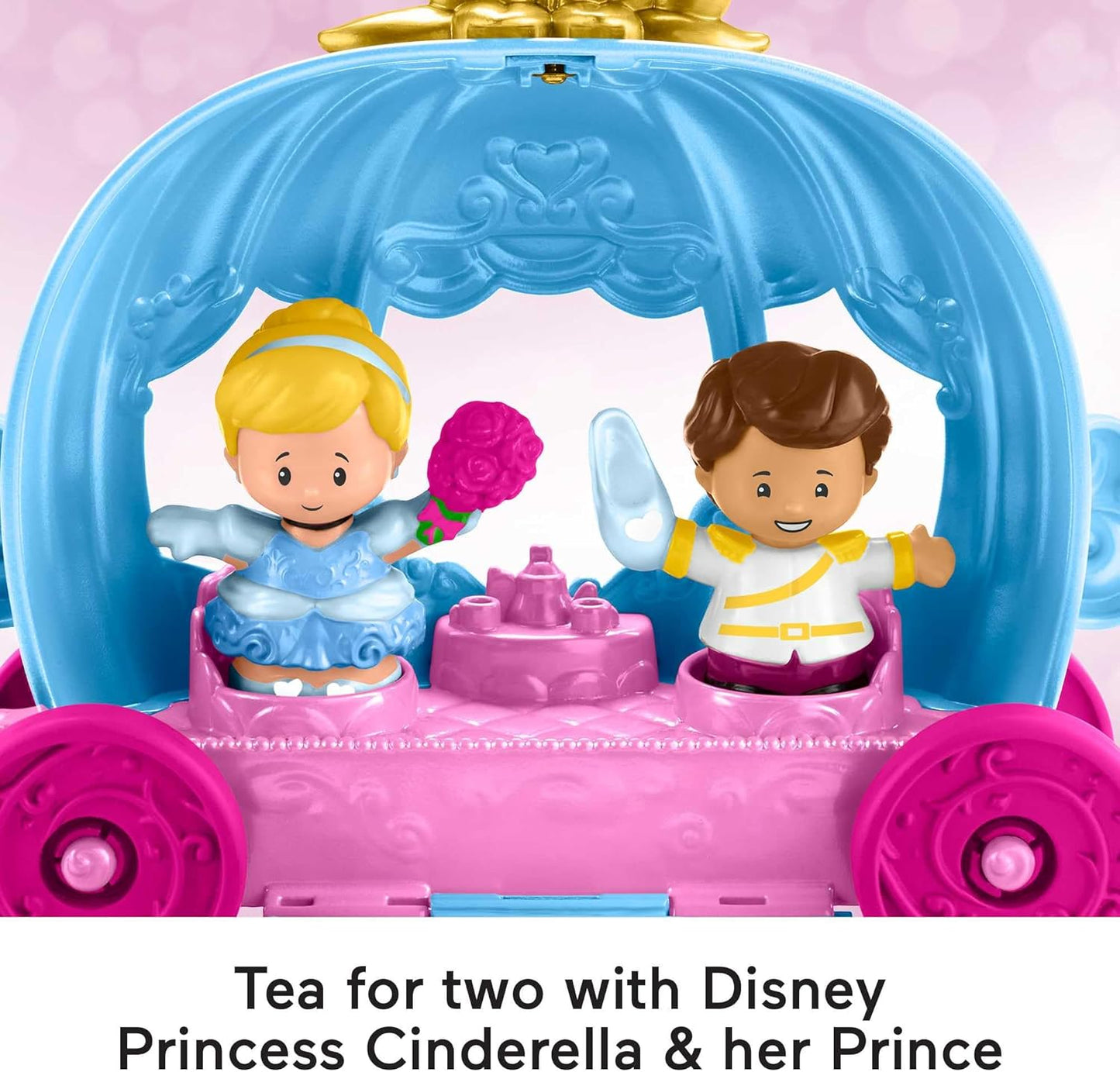 Fisher-Price Brinquedo infantil para crianças pequenas Disney Princess Cinderela's Dancing Carriage Playset com figuras para brincar de faz-de-conta com mais de 18 meses, HGP76