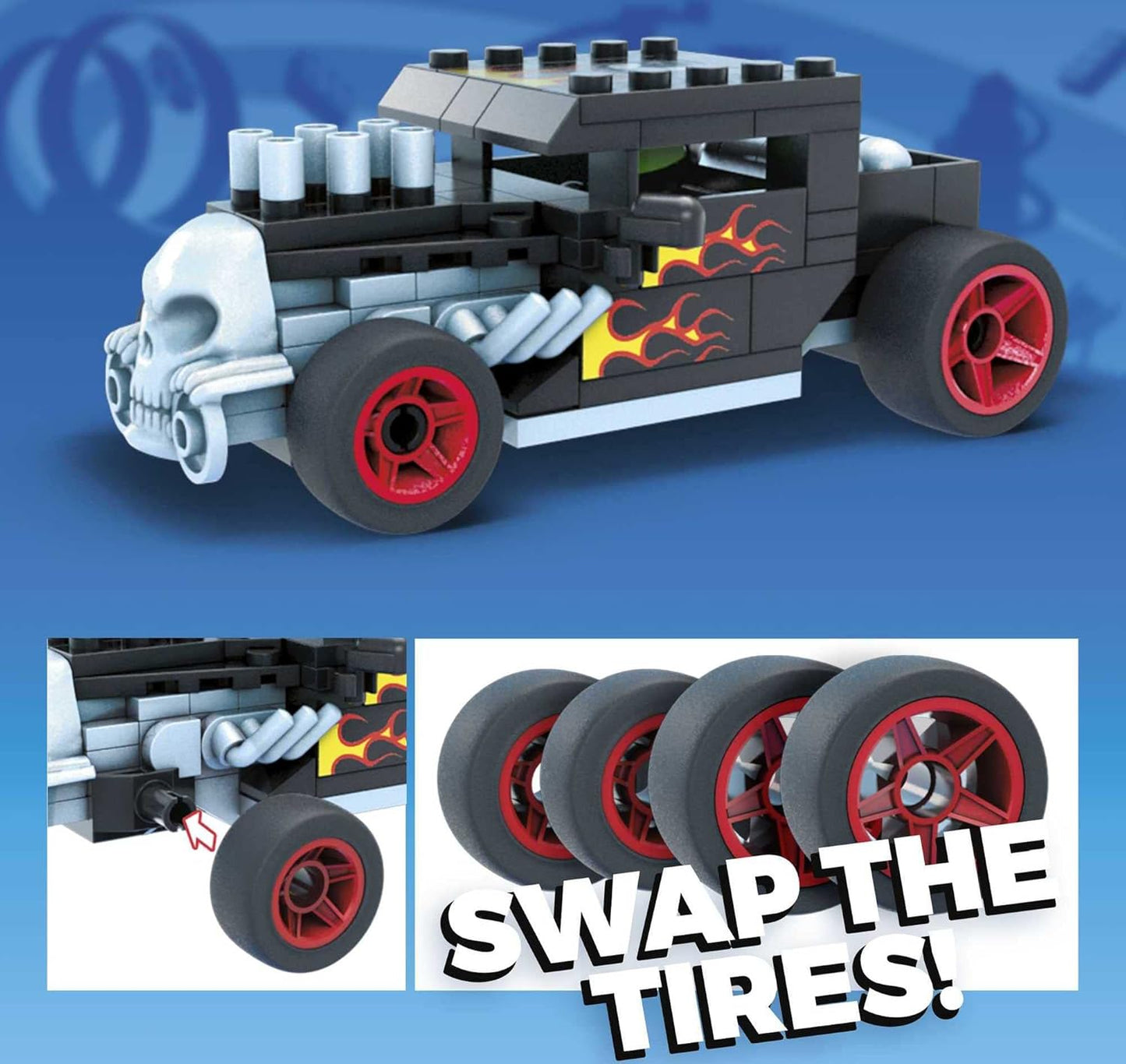 Mega Construx MEGA Hot Wheels Bone Shaker Building Set with micro figure driver, rolling wheels and authentic features, toy gift set for ages 5 and up