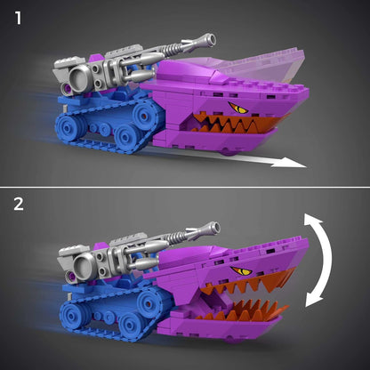 MEGA Construx Masters of the Universe Land Shark - Conjunto de veículos de ataque colecionáveis - Mandíbulas móveis - 2 micro figuras - 178 tijolos - Presente para crianças 8+