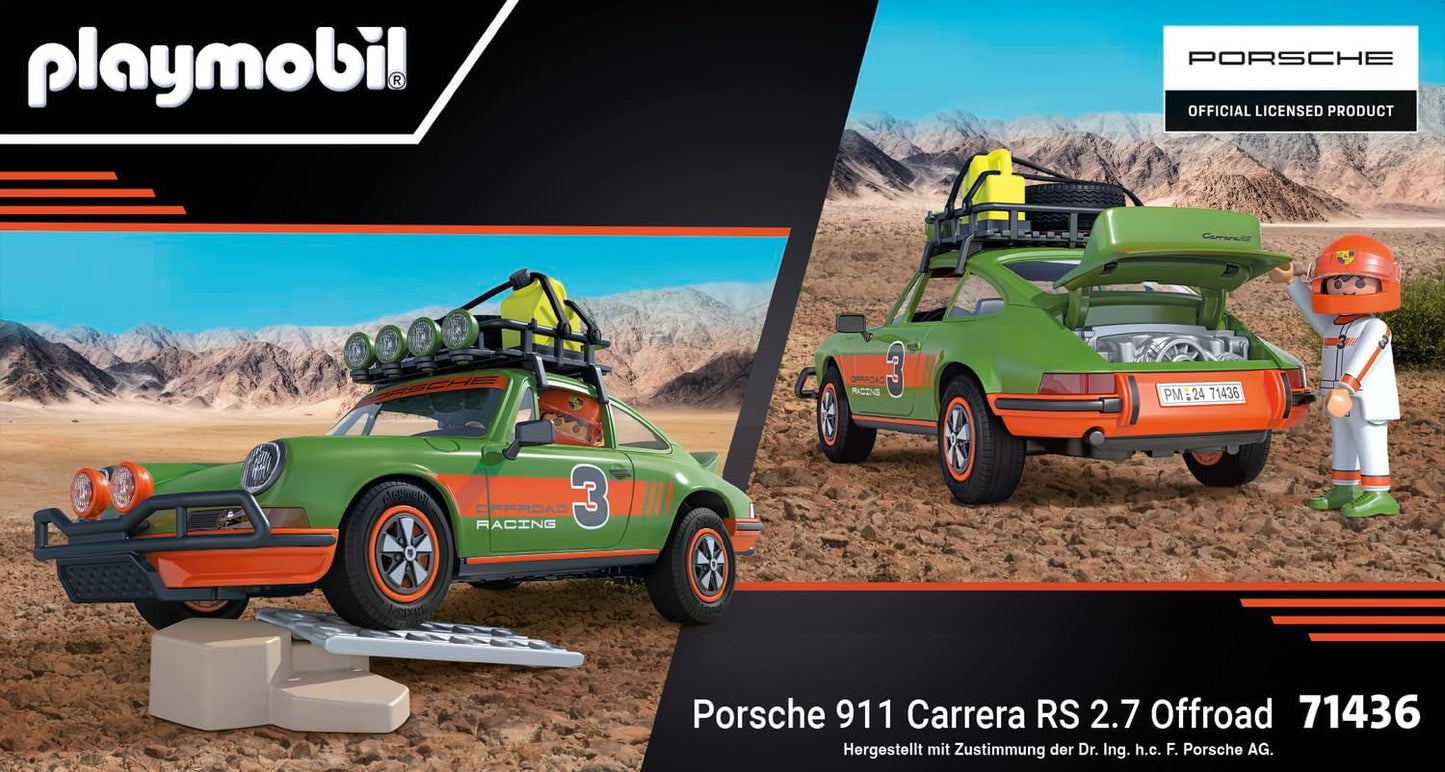 Playmobil 71436 Porsche 911 Carrera RS 2.7 Off-Road Edition, passeios emocionantes por qualquer terreno, com diversas funções, carro colecionável ou conjuntos de jogos adequados para crianças a partir de 5 anos