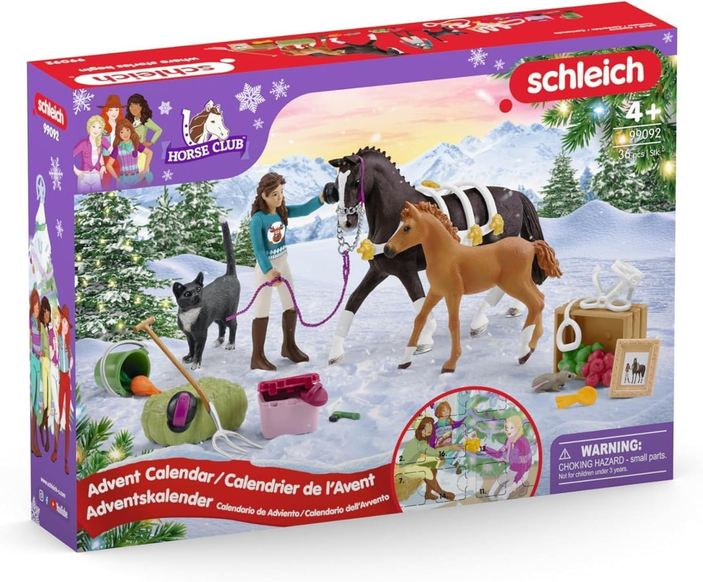 Schleich 99092 Calendário do Advento HORSE CLUB 2024, a partir de 5 anos, HORSE CLUB - Conjunto de brinquedos, 36 peças