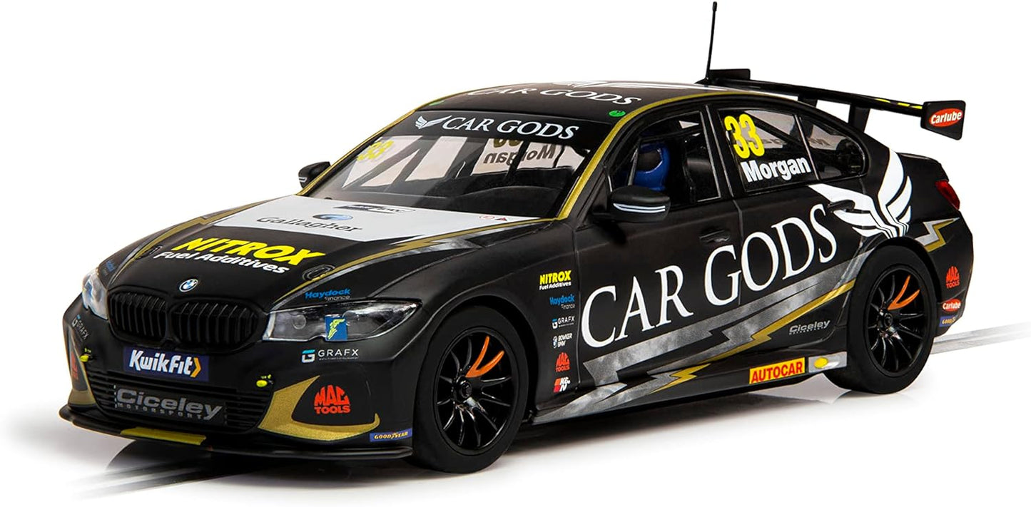 Scalextric BMW 330i NGTC BTCC - Ciceley Motorsport 2021 - Adam Morgan. Turismo. Campeonato Britânico de Carros de Turismo BTCC, Preto/Dourado,C4306