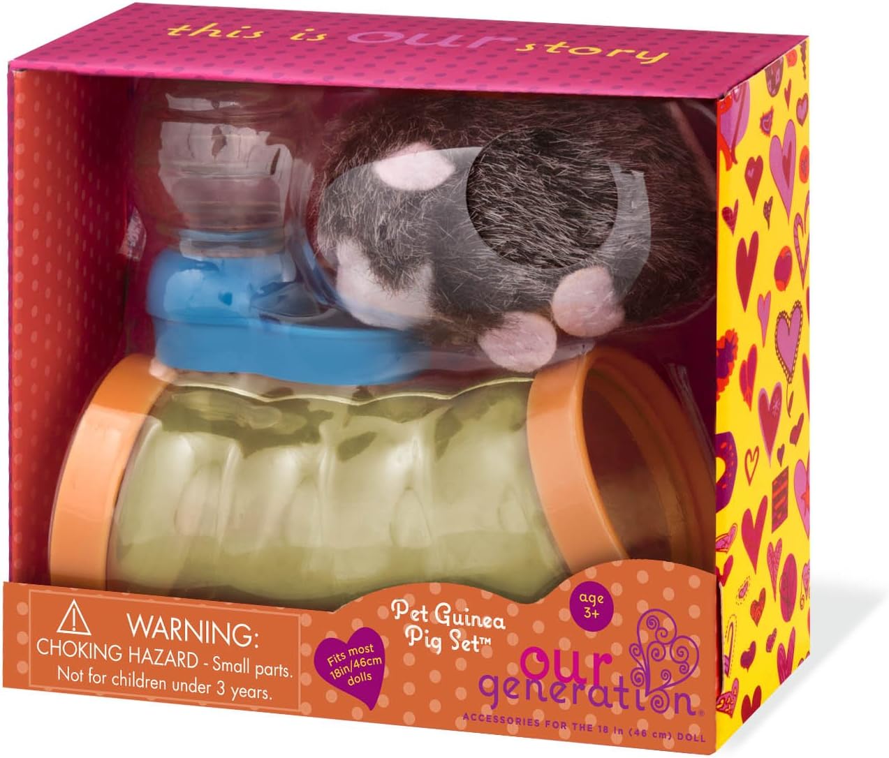 Our Generation Conjunto de porquinhos-da-índia para animais de estimação de – Porquinho-da-índia fofinho para animais de estimação com brinquedos para bonecos de 18 polegadas – Conjunto de brinquedos para animais de estimação de 3 polegadas