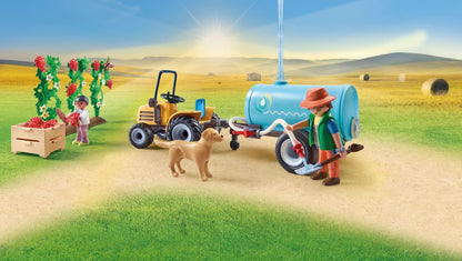 Playmobil  71442 País: Trator com reboque e tanque de água, colheita fresca na fazenda, aprendizagem sobre o meio ambiente, encenação divertida e imaginativa, conjuntos de jogos sustentáveis adequados para crianças a partir de 4 anos