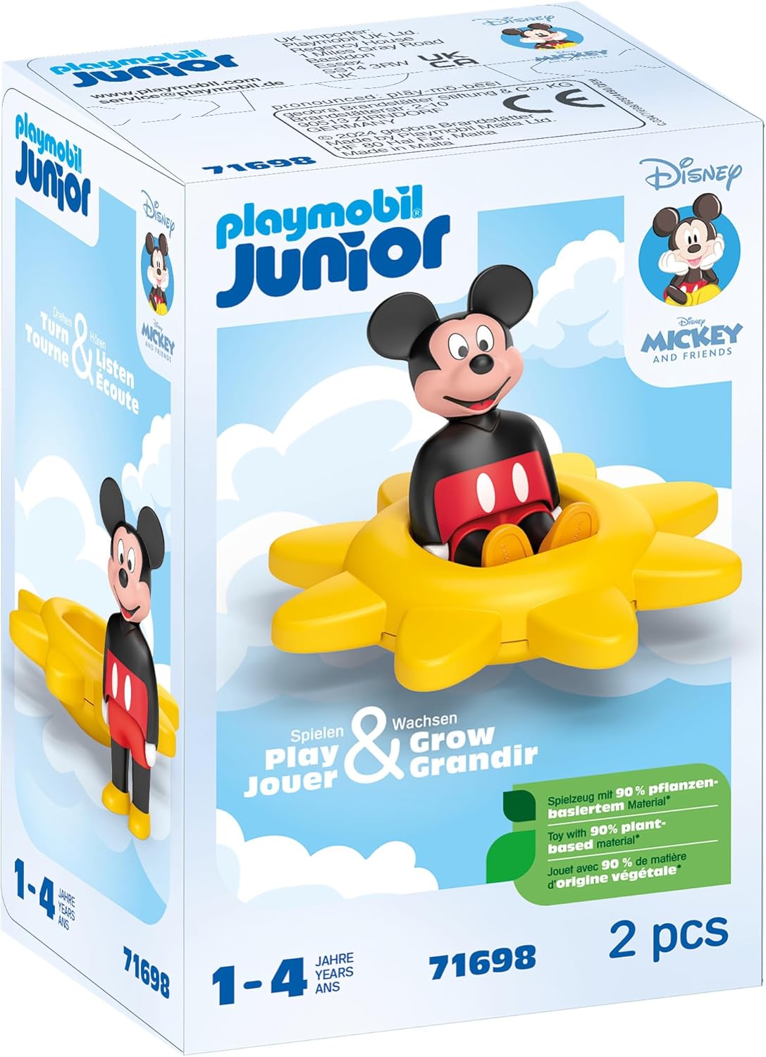 Playmobil 71697 JUNIOR e Disney: Mickey's & Minnie's Cloud Ride, Mickey Mouse, feito com mais de 90% de plástico à base de plantas, brinquedo para presente e encenação divertida