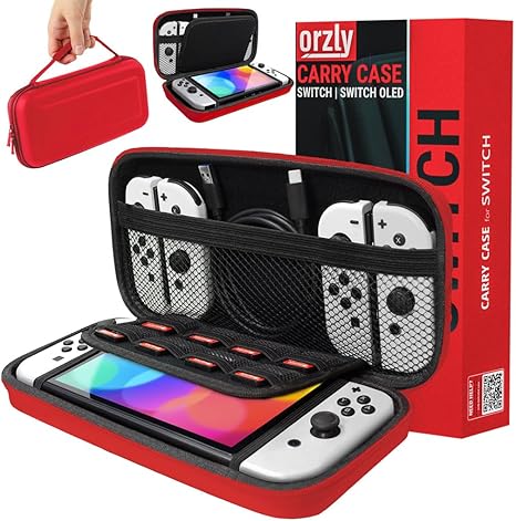 Orzly Estojo de transporte para Nintendo Switch OLED e Switch Console Estojo protetor rígido portátil de viagem Bolsa para console Nintendo Switch e acessórios