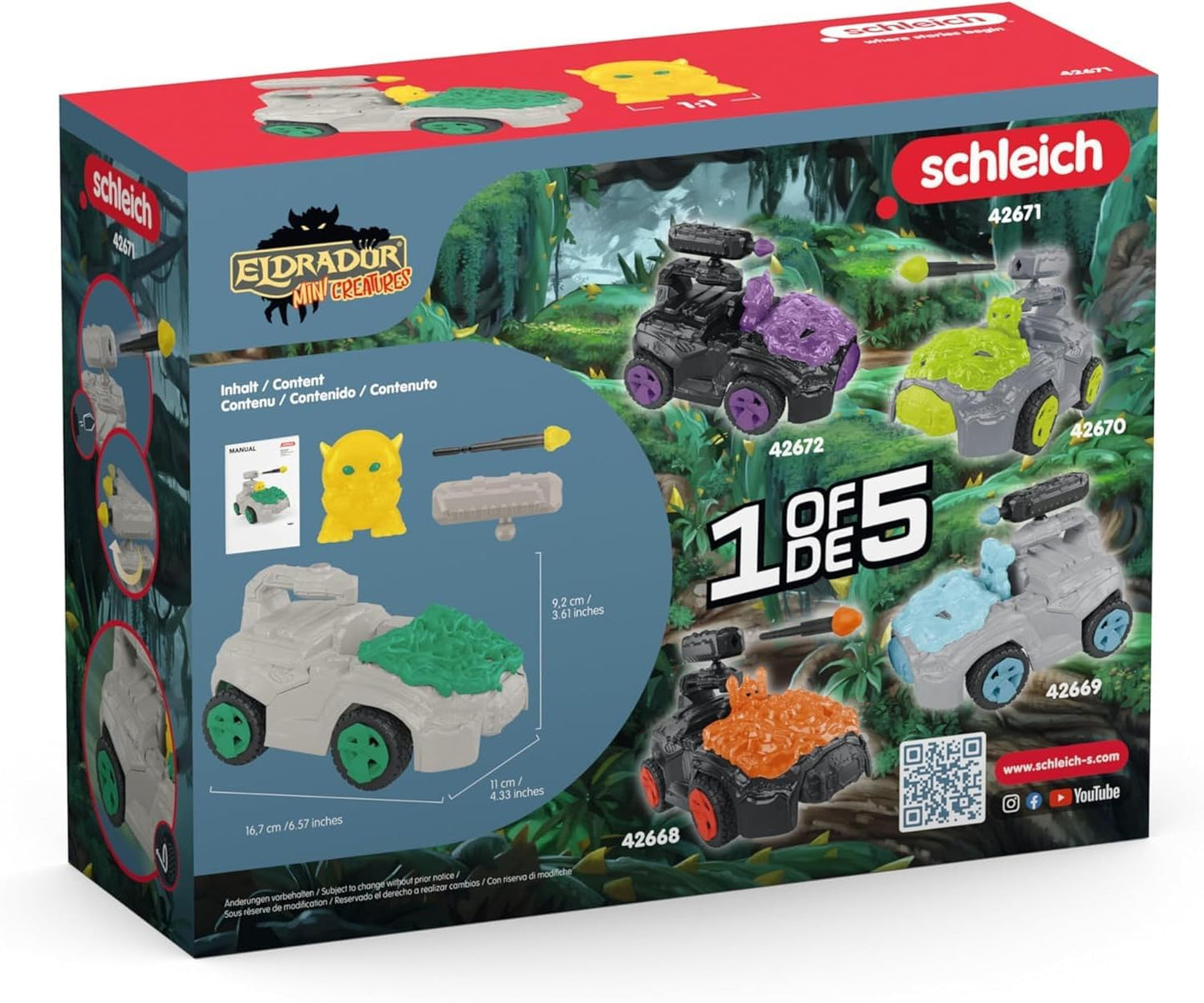 Schleich 42671 Jungle CrashMobile com Mini Criatura, a partir de 7 anos, ELDRADOR CREATURES - Playset, 17 peças